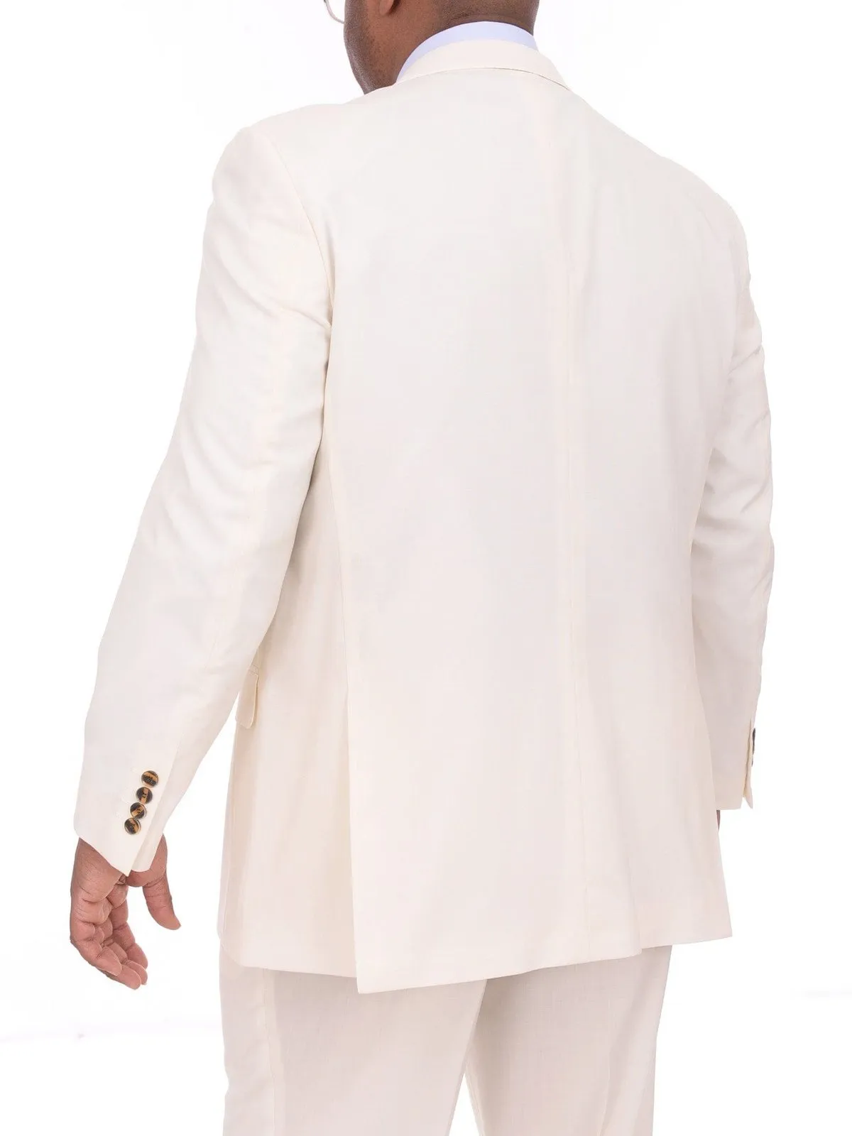 Apollo King Solid Off White Cream 6-on-2 Double Breasted Wool Suit