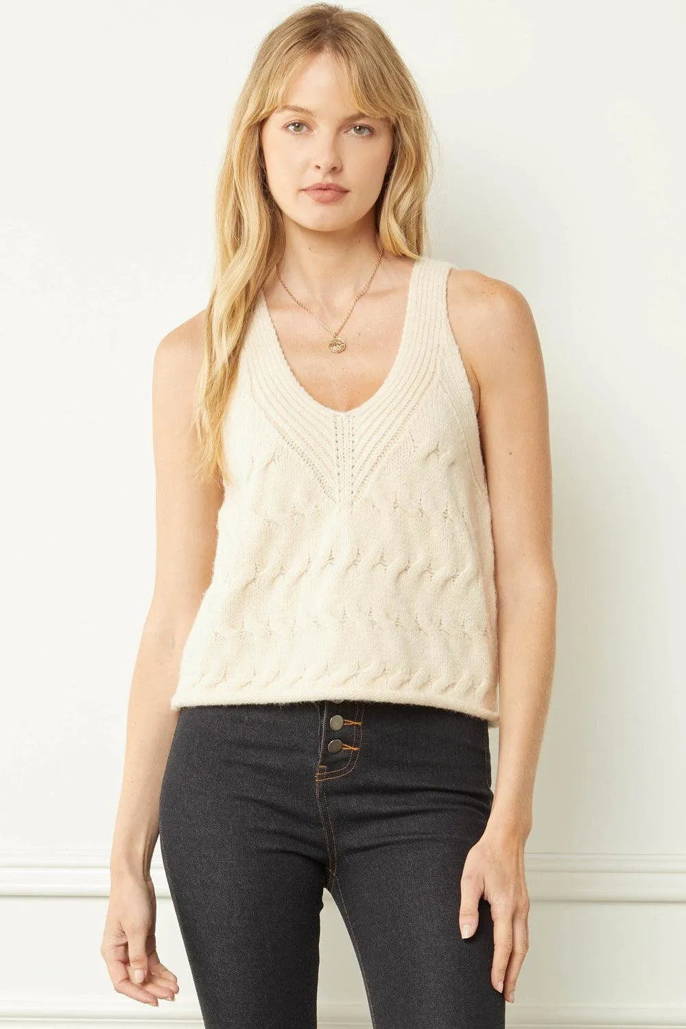 Ava V Neck Cropped Sweater Tank