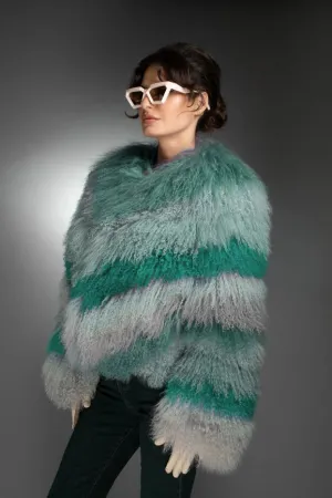 Aw - Mint Green Shades Mongolian Shearling Coat