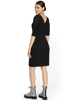 Button-Back Cable Sweater Dress