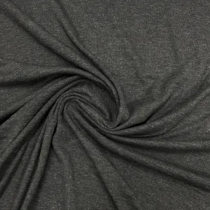 Charcoal Heather Organic Cotton Rib Knit Fabric