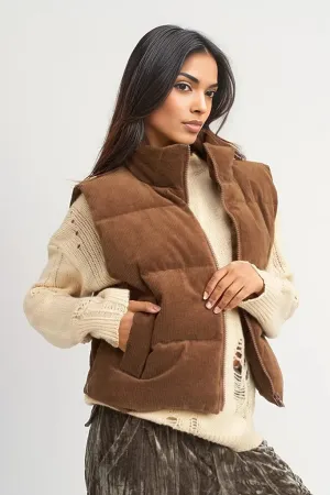 Corduroy Puffer Vest Jacket