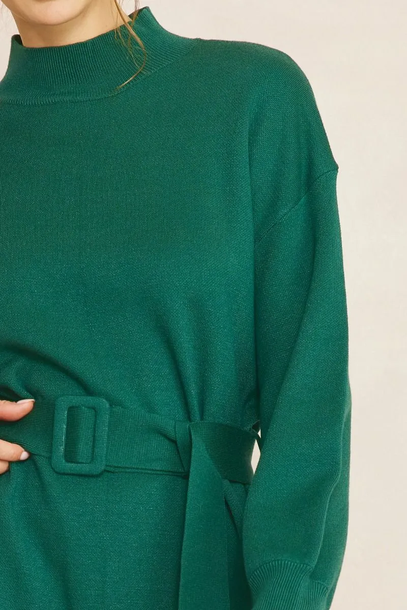 Cozy Dreams Green Knit Dress