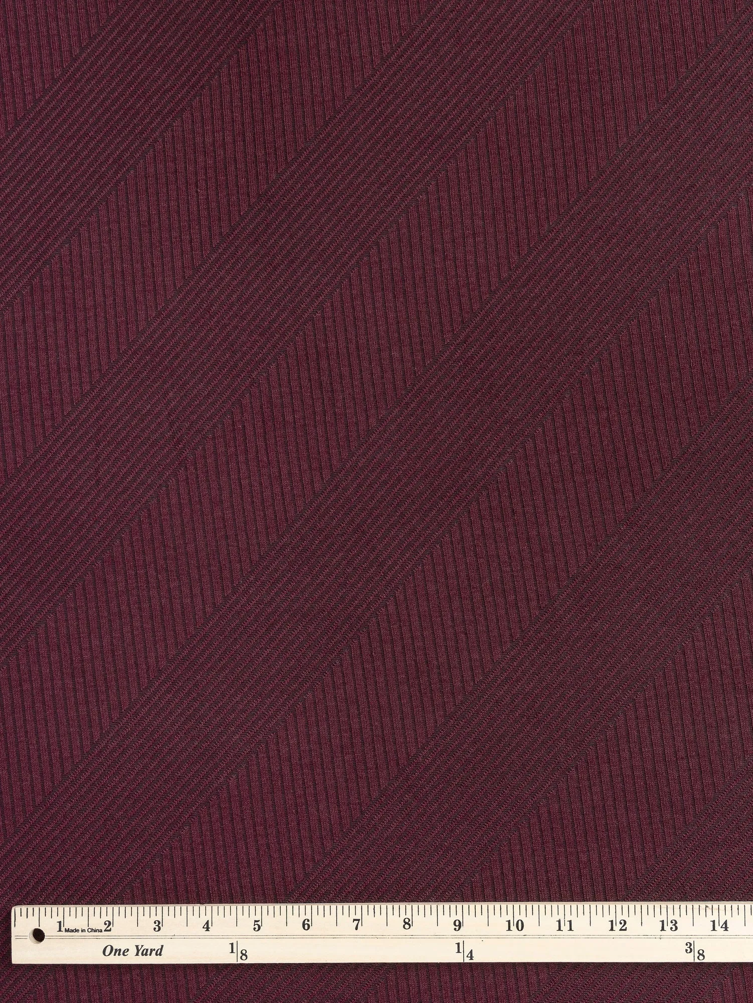 Diagonal Stretch Wide Rib Knit - Bordeaux   Black - Swatch