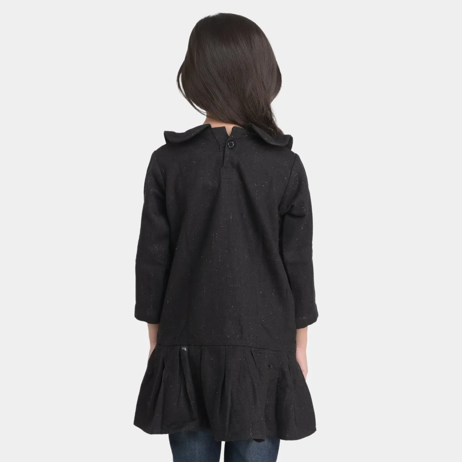 Girls Wool Fall Dress -Black