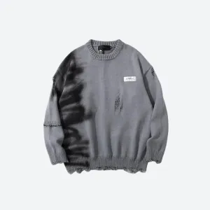 Grunge Spray Paint Distressed Knitted Sweater