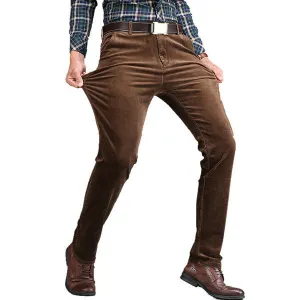 Mens Thicken Warm Corduroy Casual Business Straight Pants