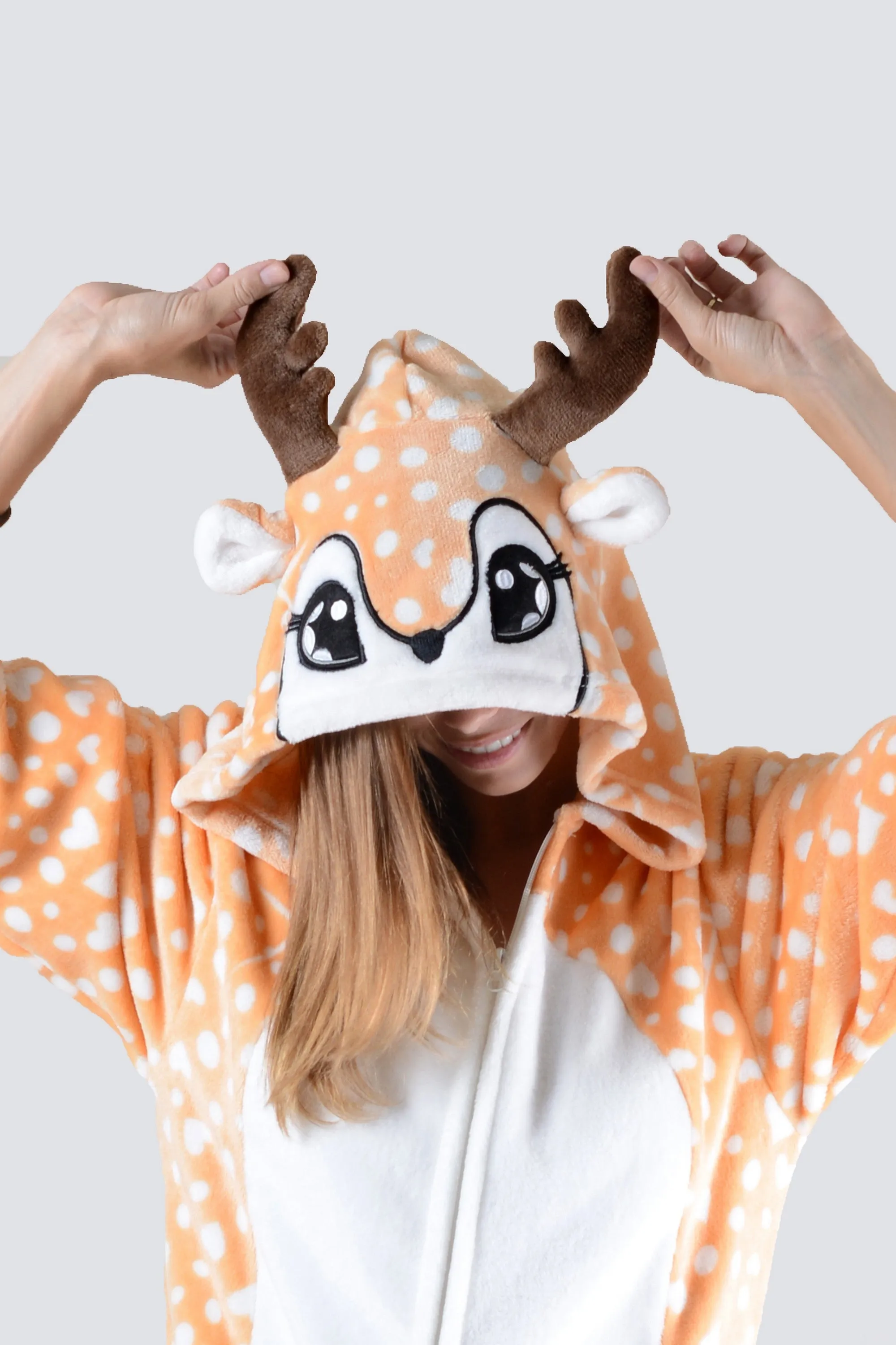 Plush Spotted Heart Reindeer Animal Onesie