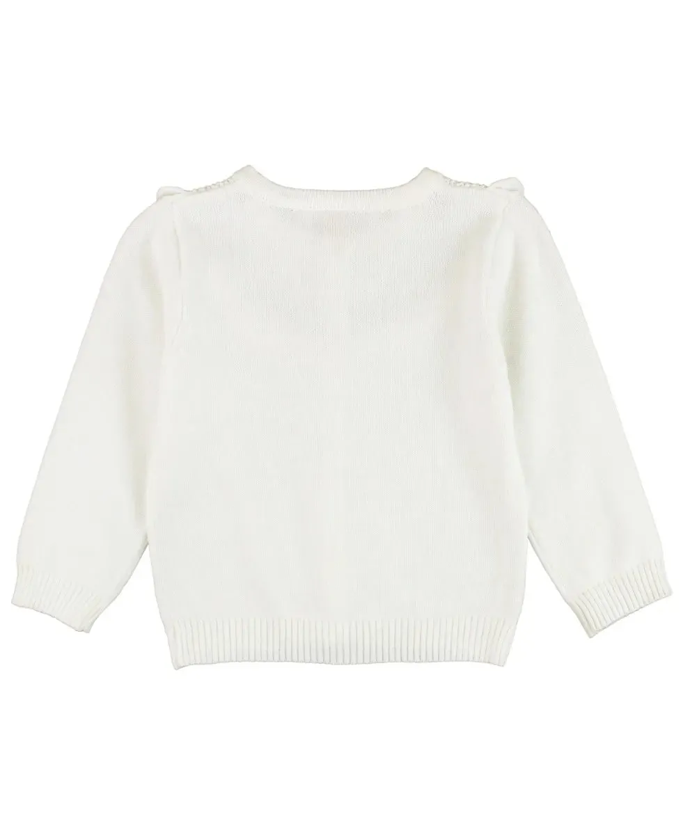 Ruffle Trim Knit Cardigan / Off-White