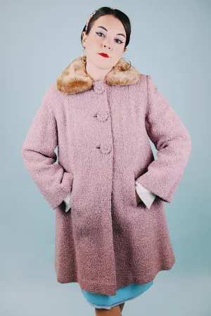 Shearling Wool Coat with Faux Fur Trim