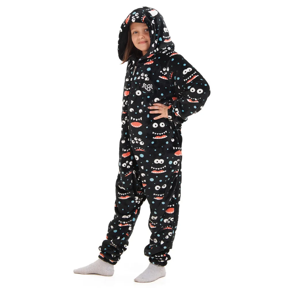 Snuggs Kids Blanket Onesie Black monster Onesie