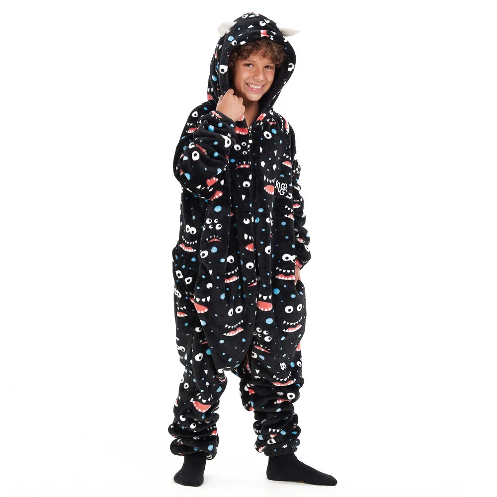 Snuggs Kids Blanket Onesie Black monster Onesie