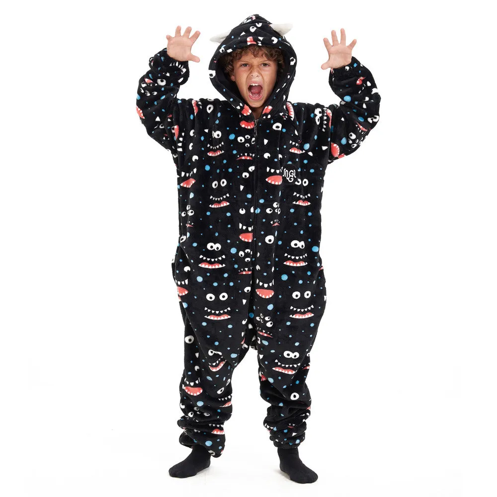 Snuggs Kids Blanket Onesie Black monster Onesie