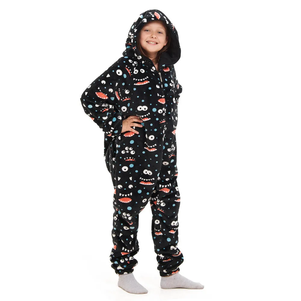 Snuggs Kids Blanket Onesie Black monster Onesie