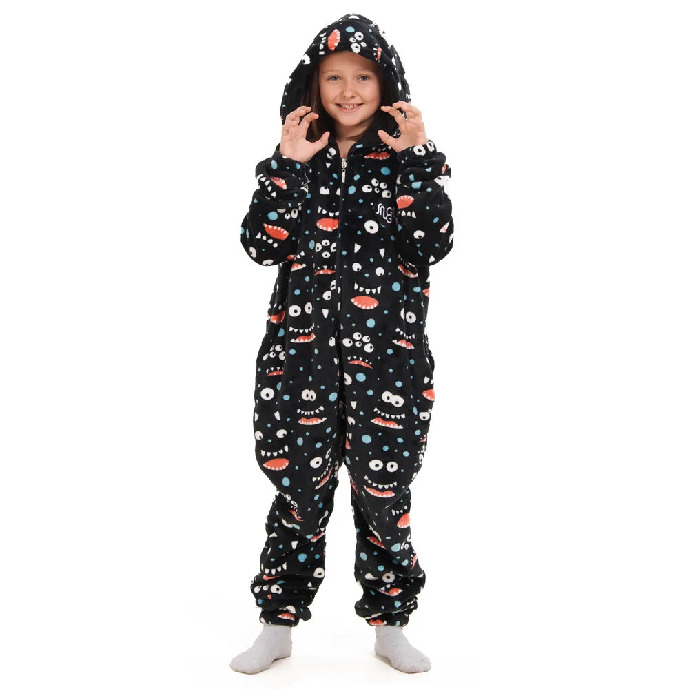 Snuggs Kids Blanket Onesie Black monster Onesie