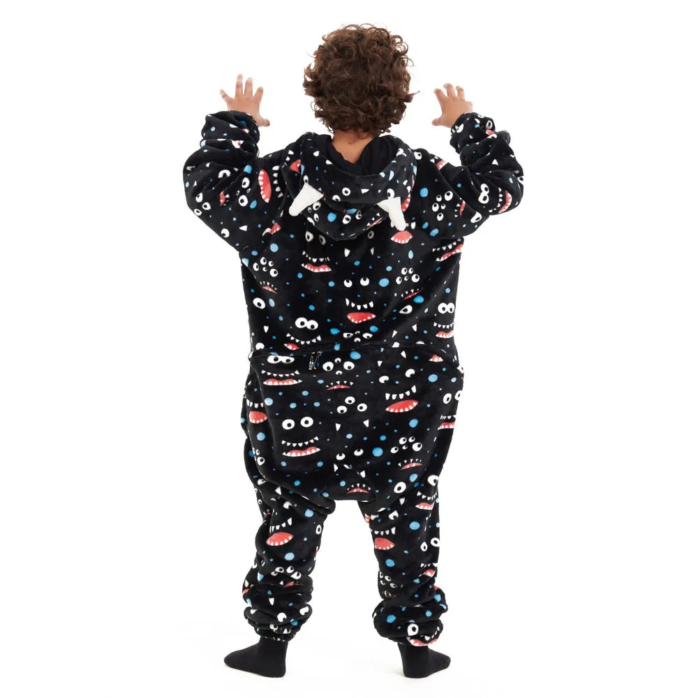 Snuggs Kids Blanket Onesie Black monster Onesie