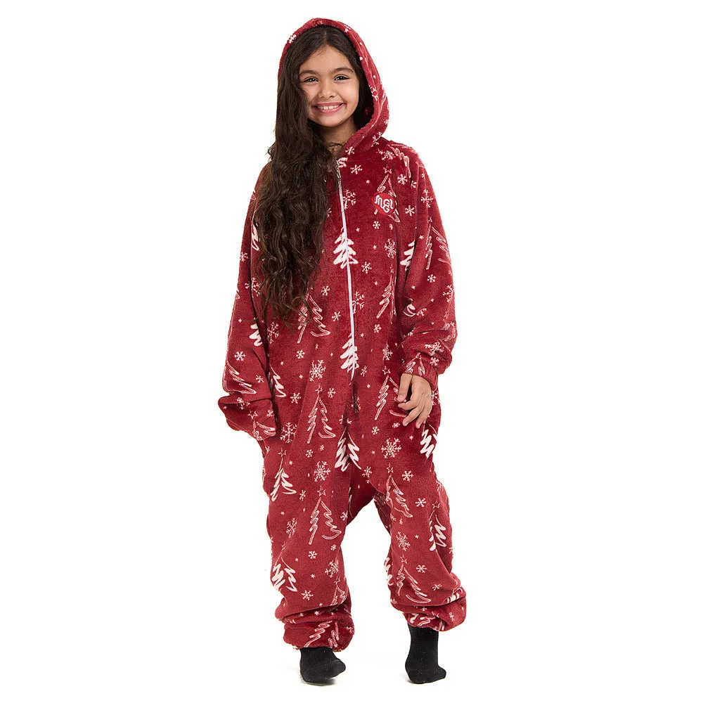 Snuggs Kids Blanket Onesie Red Christmas Tree