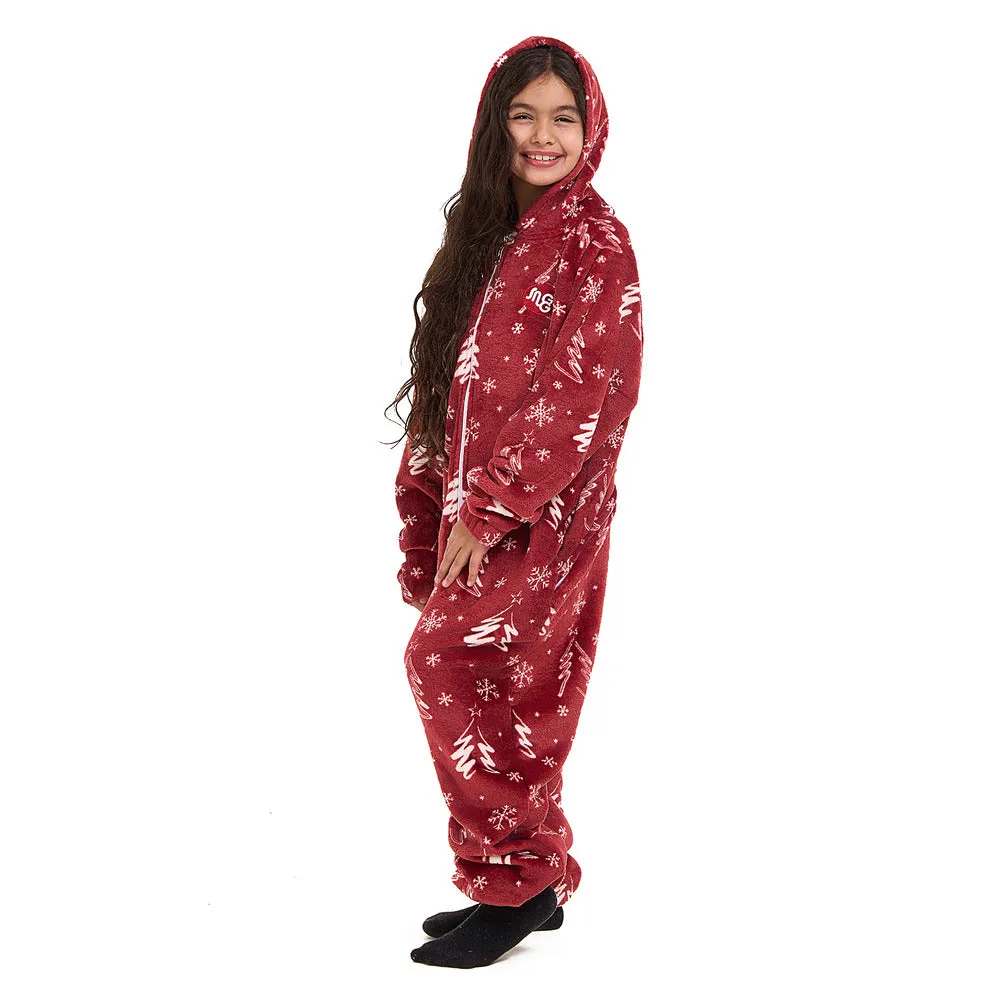 Snuggs Kids Blanket Onesie Red Christmas Tree