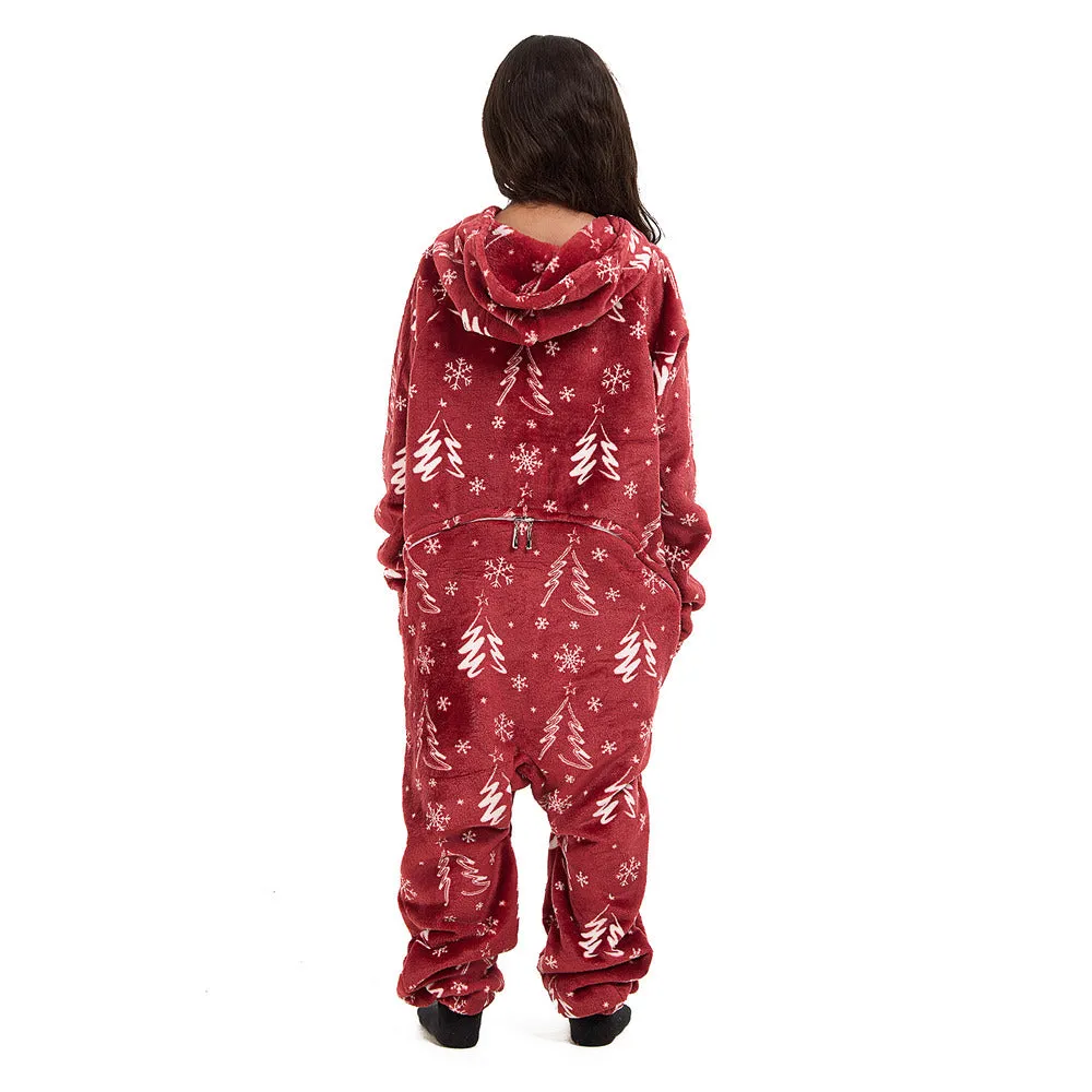 Snuggs Kids Blanket Onesie Red Christmas Tree