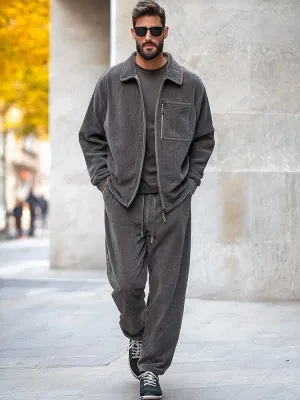 Versatile Corduroy Jacket Pants Set