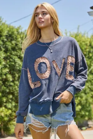 VINTAGE NAVY LACE CONTRAST LOVE SWEATSHIRT