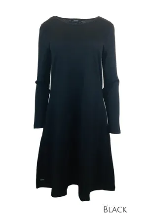 WOMENS 100% MERINO WOOL (210) LONG SLEEVE SWING DRESS