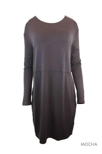 WOMENS 100% MERINO WOOL (210) LONG SLEEVE WAIST DETAIL TUNIC DRESS