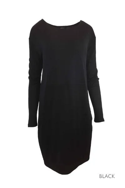 WOMENS 100% MERINO WOOL (210) LONG SLEEVE WAIST DETAIL TUNIC DRESS